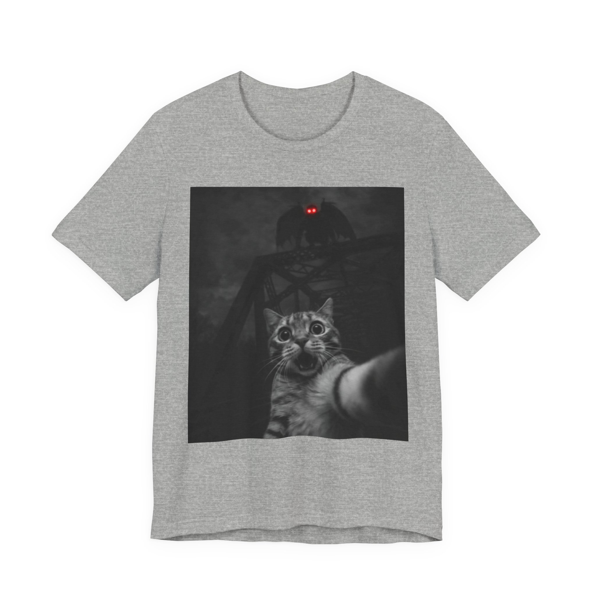 Funny Cat Selfie with Mothman T-Shirt