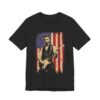 Patriotic Lincoln Playing Guitar against American Flag | 4th of July Independence Day T-Shirt