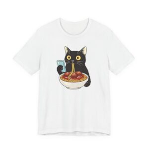 Funny Cat Eating Spaghetti and Meatballs T-Shirt