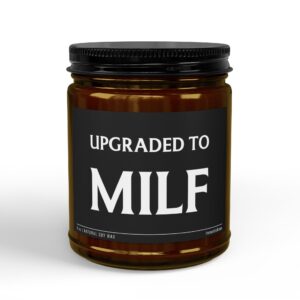 Upgraded to MILF | Funny Expecting Mom Scented Candle