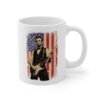 Patriotic Lincoln Playing Guitar against American Flag | 4th of July Independence Day Mug