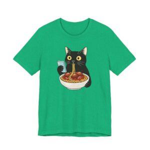Funny Cat Eating Spaghetti and Meatballs T-Shirt