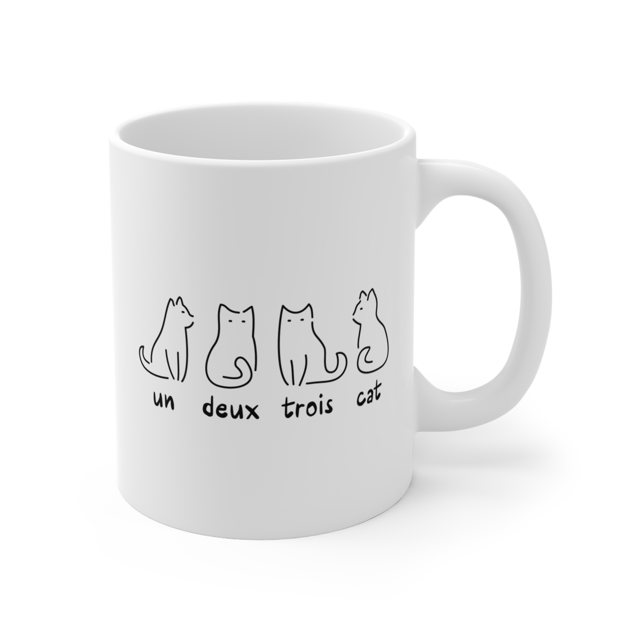 Un Deux Trois Cat Coffee Mug | French Cat Pun Gift for Cat Lovers