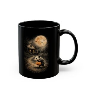 Halloween Night Opossum Mug | Cute Spooky Pumpkin, Moonlit Cottage Gift
