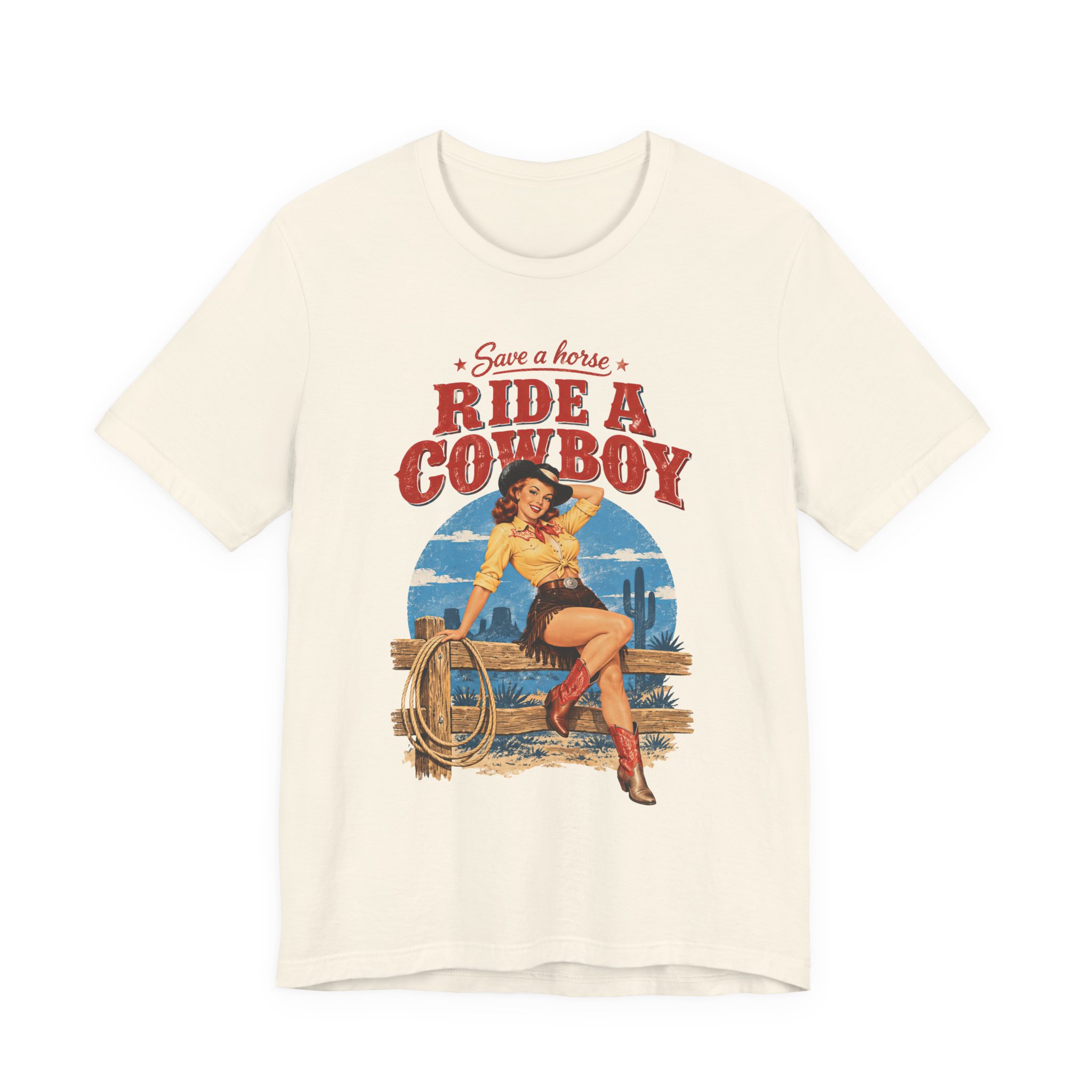 Vintage Ride a Cowboy T-Shirt | Naughty Pin-Up Tee, Adult Humor Gift
