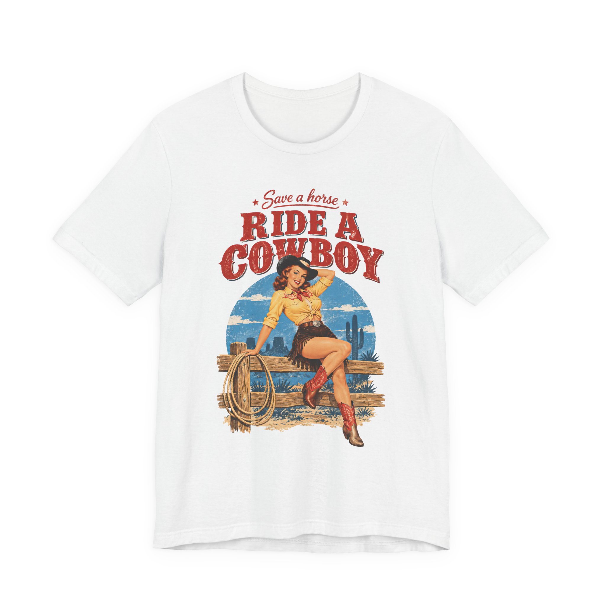 Vintage Ride a Cowboy T-Shirt | Naughty Pin-Up Tee, Adult Humor Gift